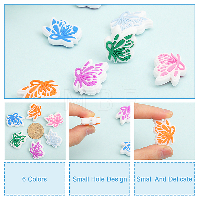 12Pcs 6 Colors Food Grade Eco-Friendly Silicone Beads SIL-CA0001-52-1