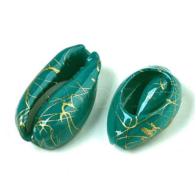 Spray Painted Natural Cowrie Shell Beads SSHEL-R047-03-A02-1