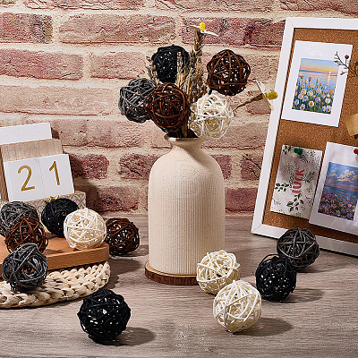 16Pcs 4 Colors Wicker Rattan Balls AJEW-SC0004-26A-1