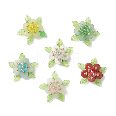 6Pcs Natural Howlite & Red Jasper PALLOY-MZ01192-1