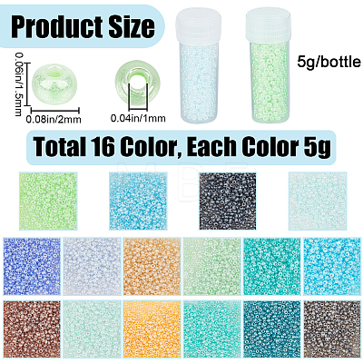 SUNNYCLUE 80G 16 Colors 12/0 Imitation Jade Glass Seed Beads SEED-SC0001-30D-1