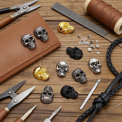 16Pcs 4 Styles Halloween Skull Alloy Decorative Rivets DIY-DR0007-76-1
