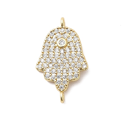 Religion Brass Micro Pave Cubic Zirconia Connector Charms KK-H529-01A-G02-1
