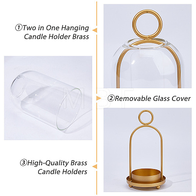 Iron with Glass Shade Candle Holders AJEW-WH0609-968-1
