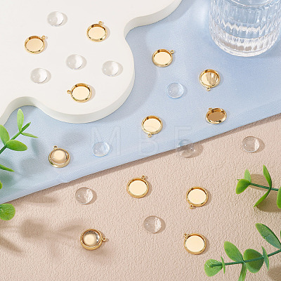 12Pcs Brass Pendant Cabochon Settings KK-TA0003-10B-1