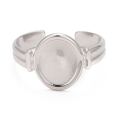 304 Stainless Steel Oval Watch Shape Open Cuff Ring for Women RJEW-C025-04P-1