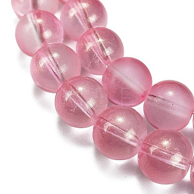 Frosted Transparent Glass Bead Strands GLAA-P065-10mm-03-1