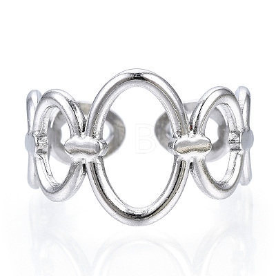Non-Tarnish 304 Stainless Steel Oval Open Cuff Ring LS-RJEW-N040-08-1