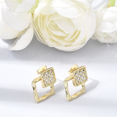 Brass Micro Pave Cubic Zirconia Stud Earrings KK-CBA5B62-03A-G-1