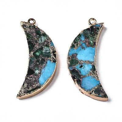 Assembled Natural Bronzite & Synthetic Turquoise & Imperial Jasper Pendants G-N330-035A-1