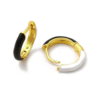 Classic Enamel Hoop Earrings EJEW-H091-03G-1