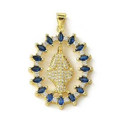 Brass Micro Pave Colorful Cubic Zirconia Pendants KK-H472-51F-G-1