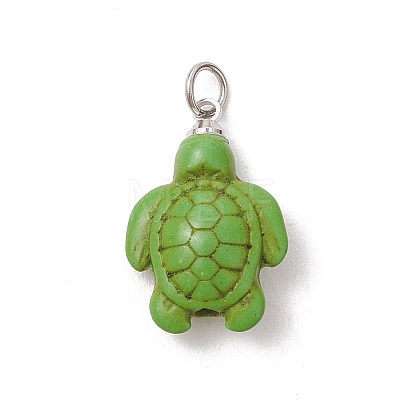 Dyed Synthetic Turquoise Pendants PALLOY-JF05376-01-1