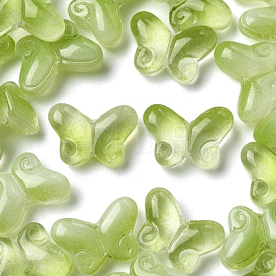 50Pcs Transparent Spray Painted Glass Beads GLAA-YW0004-97F-1