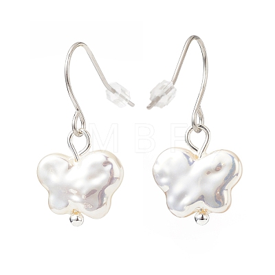 Plastic Pearl Butterfly Dangle Earrings EJEW-JE05028-05-1