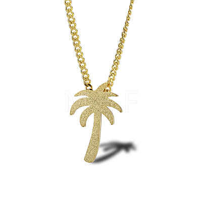 Hip Hop Stainless Steel Sandblasted Palm Tree Pendant Necklaces for Men DF1150-1-1