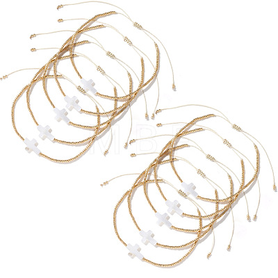 6Pcs Glass Seed Bead Braided Bead Bracelet Set CF1875-7-1