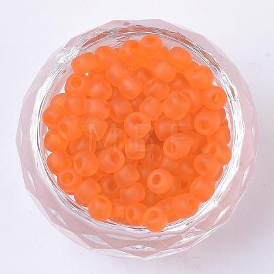 6/0 Frosted Round Glass Seed Beads X-SEED-A008-4mm-M9-1