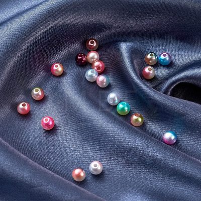 Rainbow ABS Plastic Imitation Pearl Beads OACR-YW0001-02A-1