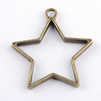 Rack Plating Alloy Star Open Back Bezel Pendants LS-PALLOY-S047-40E-FF-1