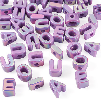 50Pcs 5 Styles UV Plating Opaque Acrylic Beads PACR-TA0001-31G-1