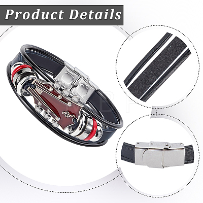 1Pc Alloy & Leather Cord Bracelets for Men Women BJEW-CL0001-56-1
