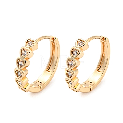 Brass with Cubic Zirconia Hoop Earrings EJEW-G363-10KCG-1