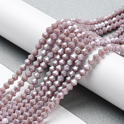 Opaque Solid Color Electroplate Glass Beads Strands GLAA-F029-P4mm-C13-1