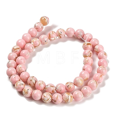 Assembled Synthetic Stone and Trochus Shell Beads Strands G-B128-08C-03-1