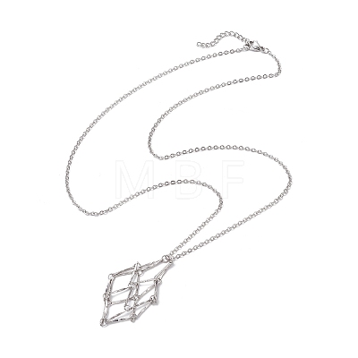 3Pcs 3 Styles 304 Stainless Steel Cable Chain Macrame Pouch Empty Stone Holder Necklace Making NJEW-JN04970-1