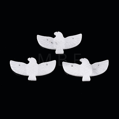 Eagle Shape Natural White Jade Gemstone Pendants G-P563-05E-1