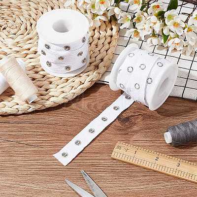 5 Yards Alloy Snap Button Tape Trim Polyester Ribbons DIY-OC0011-27A-1