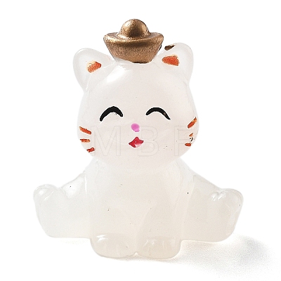 Luminous Resin Lucky Cat Display Decorations DJEW-P020-01D-1