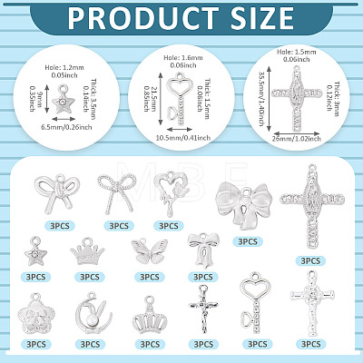 45Pcs 15 Styles Rack Plating Alloy Charms FIND-TA0008-90-1
