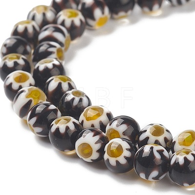 Faceted Millefiori Glass Round Beads Strands LK-P005-11-1