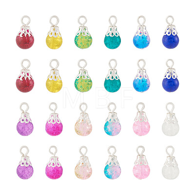 Kissitty 120Pcs 12 Colors Spray Painted Crackle Glass Pendants FIND-KS0001-28-1