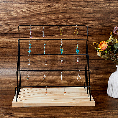 5-Tier Black Iron Earring Card Display Stands EDIS-WH0041-03-1