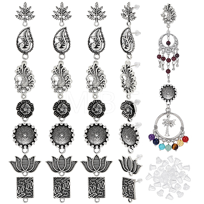 28Pcs 7 Styles Tibetan Style Alloy Stud Earring Findings TIBE-PH0002-61-1