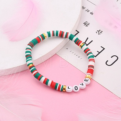 Polymer Clay Heishi Beads Stretch Bracelets BJEW-JB05710-1