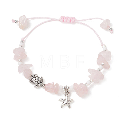 Turtle Alloy Charm Bracelets BJEW-MZ00329-02-1