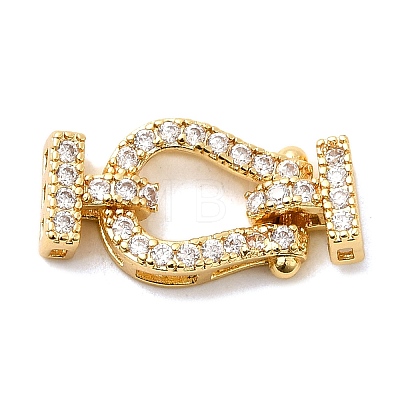 Brass Micro Pave Clear Cubic Zirconia Fold Over Clasps KK-C075-31G-1