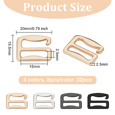 Olycraft 32Pcs 4 Colors Zinc Alloy Underwear Strap Buckles FIND-OC0003-08A-1