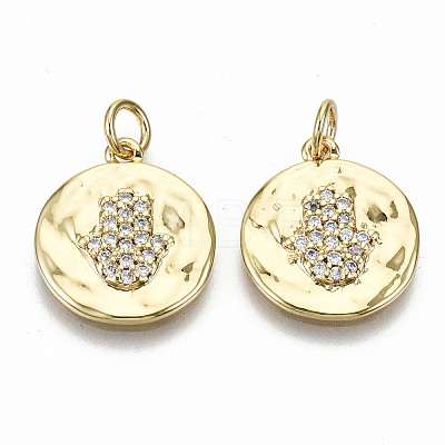 Hammered Brass Micro Pave Clear Cubic Zirconia Pendants ZIRC-S067-140-NF-1