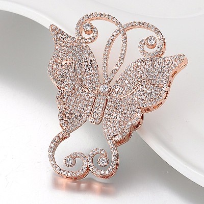 Butterfly Brass Micro Pave Cubic Zirconia Big Pendants ZIRC-O017-01-1