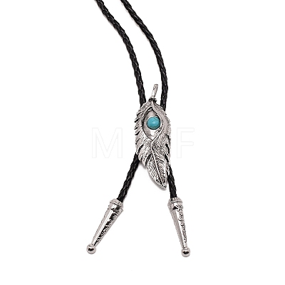 Feather with Evil Eye Laria Necklace for Men Women NJEW-WH0011-14AS-1