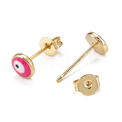 Brass Enamel Stud Earrings EJEW-D274-02G-02-1