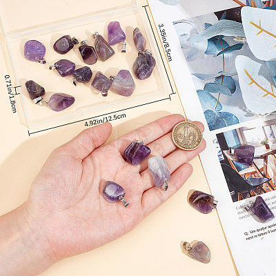 20Pcs Natural Amethyst Pendants G-BBC0001-50B-1