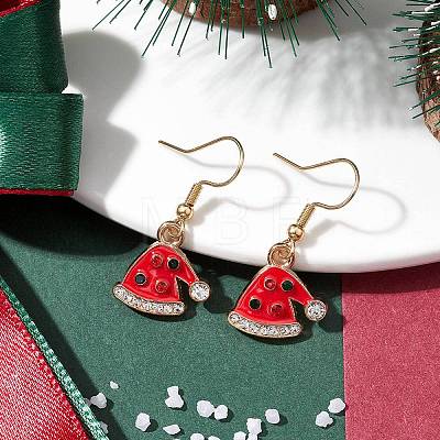 Christmas Theme Alloy Rhinestone Dangle Earrings EJEW-JE05830-06-1