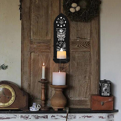 Boho Style Wall Mounted Wood Candle Holder Stand AJEW-WH0379-003-1