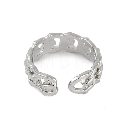 Hollow Rack Plating Brass Open Cuff Rings RJEW-D080-02P-1